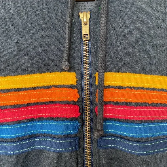 Aviator Nation 5 Stripe Hoodie - Charcoal SM